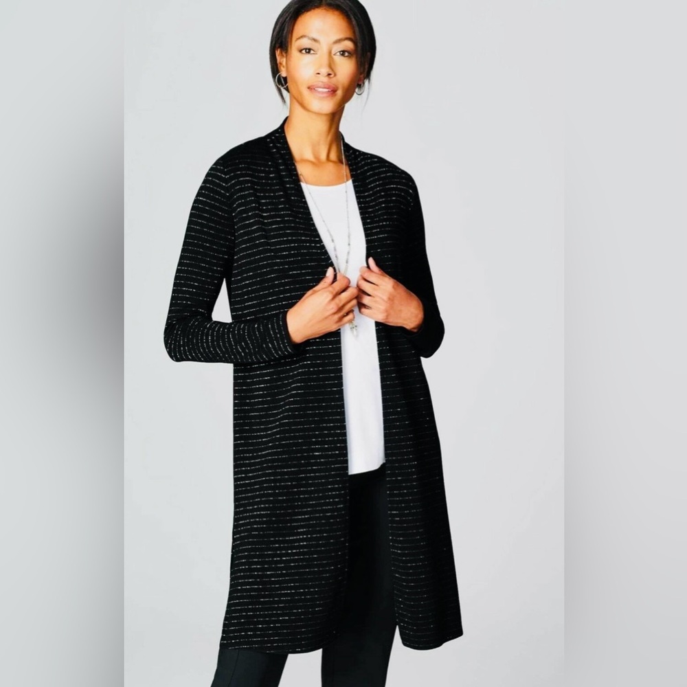 J. Jill Black Ottoman Knit Open Cardigan Sweater Small